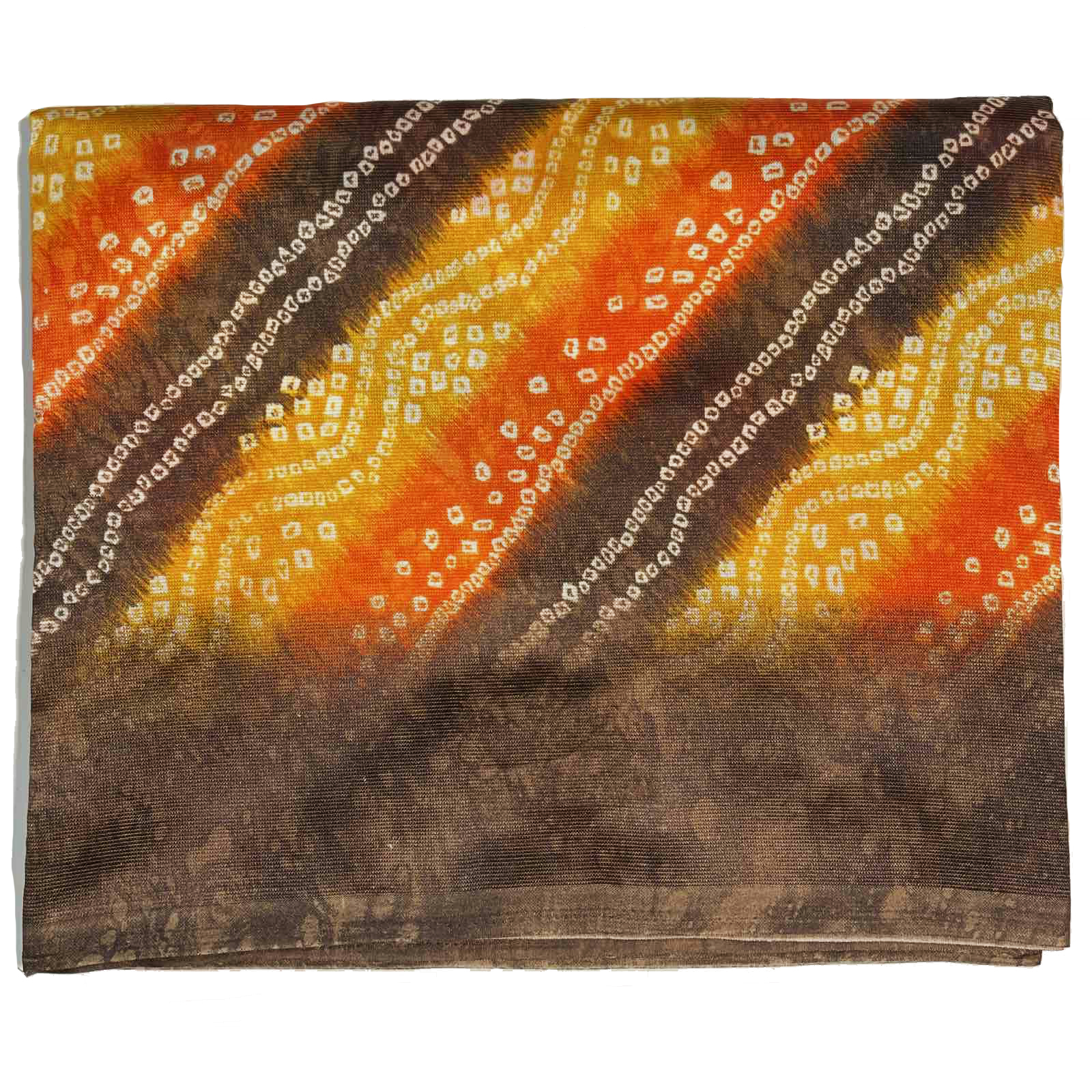 Сари ISHITA HOUSE, Kareena, с печатным принтом БАНДХАНИ, цвет КОРИЧНЕВЫЙ (Size: Onesize, с отрезом для блузы), 1 шт.