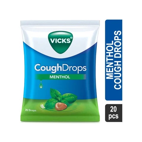 VICKS Cough Drops Mentol (Викс леденцы от кашля и воспаления горла с ментолом), 20 шт.
