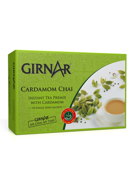 CARDAMOM CHAI Girnar (Растворимый индийский чай с зеленым кардамоном 3 в 1, Гирнар), 10 пак. по 14 г.