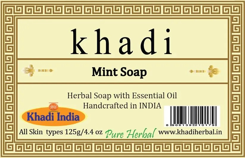 Khadi MINT SOAP, Khadi India (МЯТНОЕ МЫЛО ручной работы с эфирными маслами, Кхади Индия), 125 г.