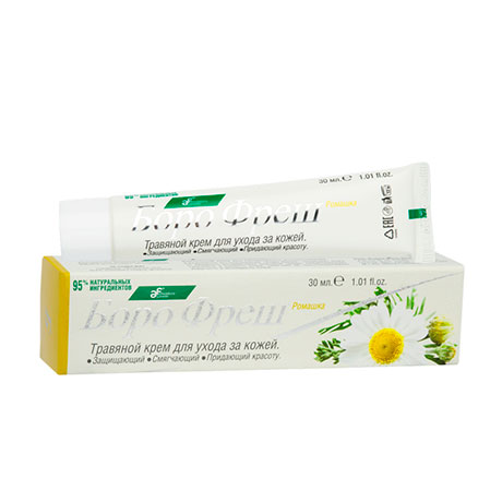 BORO FRESH CHAMOMILE Herbal Skin Cream, Ayurvedic Formulations (БОРО ФРЕШ РОМАШКА Травяной крем для кожи, Аюрведик Формулейшн), 30 мл.