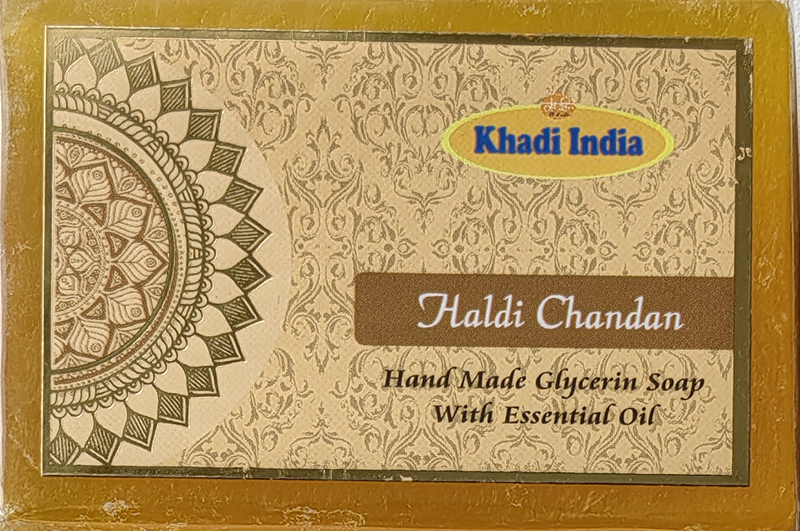 HALDI CHANDAN, Khadi India (САНДАЛ И КУРКУМА глицериновое мыло ручной работы, Кхади Индия), 100 г.