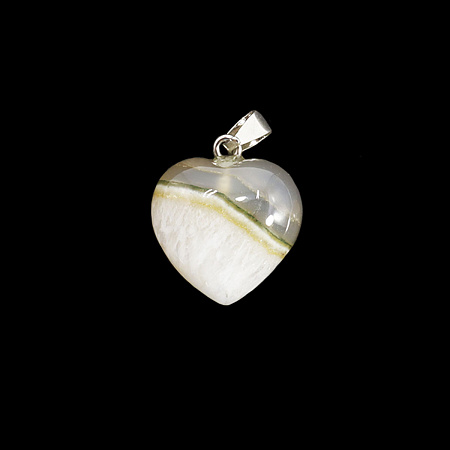 Сердечко объемное SEW055-9, из камня СЕРЫЙ АГАТ - камень, дарующий изобилие, удачу во всех начинаниях и защиту (2 на 2 см.), 1 шт.