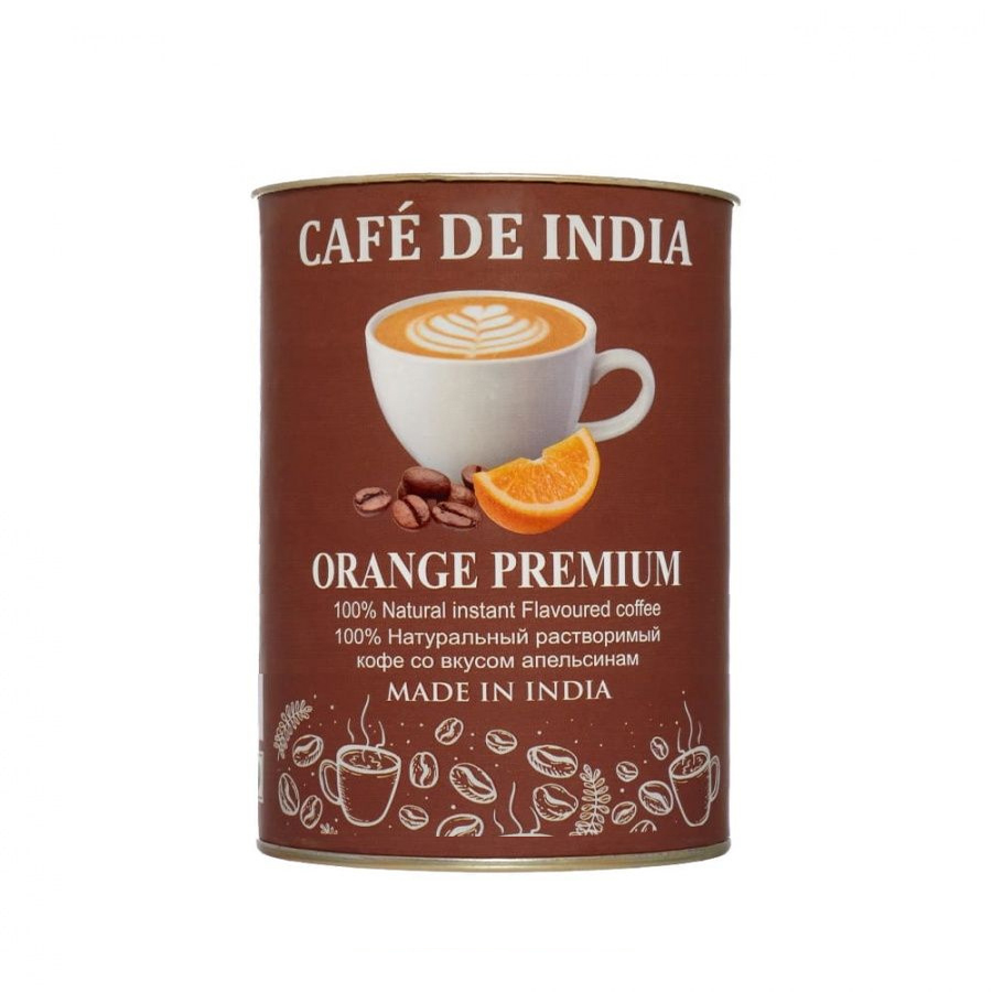 Cafe De India ORANGE PREMIUM, Bharat Bazaar (100% Натуральный растворимый кофе СО ВКУСОМ АПЕЛЬСИНА, Бхарат Базаар), 100 г.