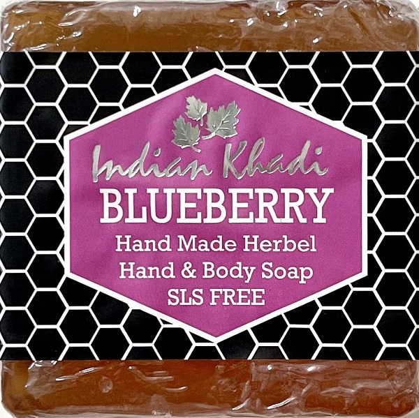 BLUEBERRY Hand Made Herbal Hand & Body Soap, SLS Free, Indian Khadi (ЧЕРНИКА травяное мыло ручной работы, Индиан Кхади), 100 г.