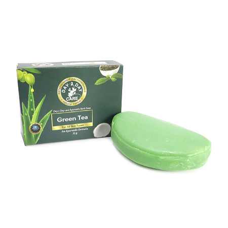 Ayurvedic Bath Soap GREEN TEA, For All Skin Types, Day 2 Day Care (Туалетное мыло ЗЕЛЕНЫЙ ЧАЙ, для всех типов кожи, Дэй Ту Дэй Кэр), 75 г.