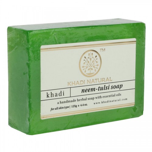 NEEM TULSI Handmade Herbal Soap With Essential Oils, Khadi Natural (НИМ ТУЛСИ Мыло ручной работы с эфирными маслами, Кхади), 125 г.