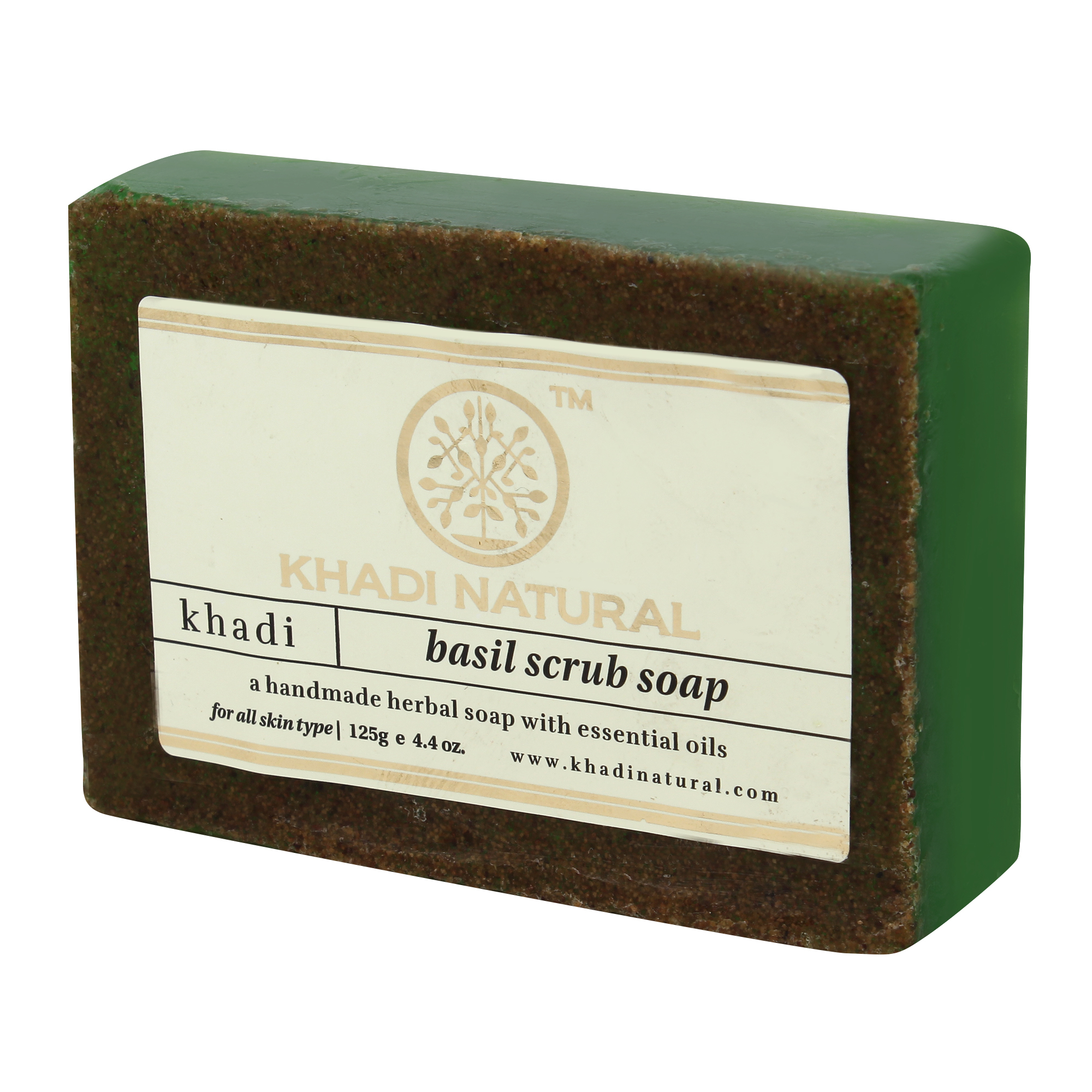 BASIL SCRUB Soap, Khadi Natural (Мыло ручной работы БАЗИЛИК СКРАБ, Кхади Нэчрл), 125 г.