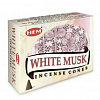 Hem Incense CONES WHITE MUSK (Благовония конусы БЕЛЫЙ МУСКУС, Хем), уп. 10 конусов.