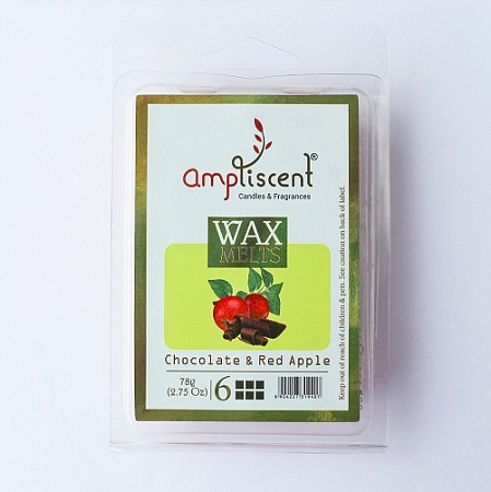 Wax Melts CHOCOLATE & RED APPLE, AmpLiscent (Аромавоск для аромалампы ШОКОЛАД И КРАСНОЕ ЯБЛОКО), уп. 78 г. (6 кубиков)