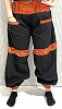 Женские индийские хлопковые брюки ЧЕРНЫЕ С РАЗНОЦВЕТНЫМИ ВСТАВКАМИ на резинке (разные цвета вставок, размер free size, 100% хлопок (батист)), 1 шт.
