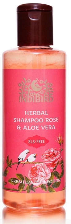 Herbal Shampoo ROSE & ALOE VERA SLS FREE, Indibird (Травяной шампунь РОЗА И АЛОЭ (алое) ВЕРА БЕЗ СЛС, Индибёрд), 200 мл.