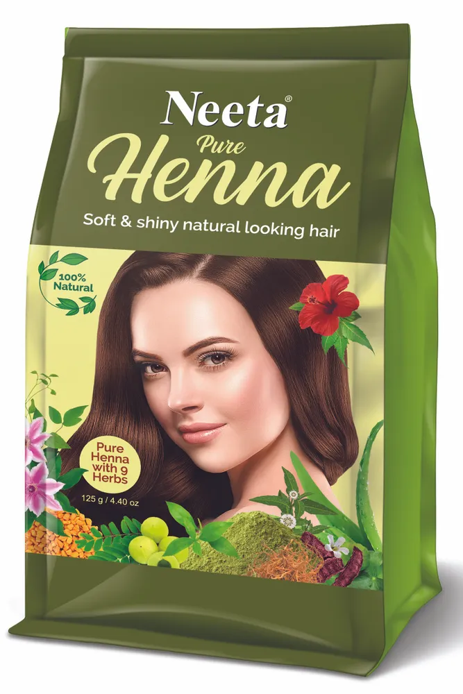 Neeta PURE HENNA with 9 Herbs (ЧИСТАЯ ХНА для волос с 9 травами, Нита), 125 г.