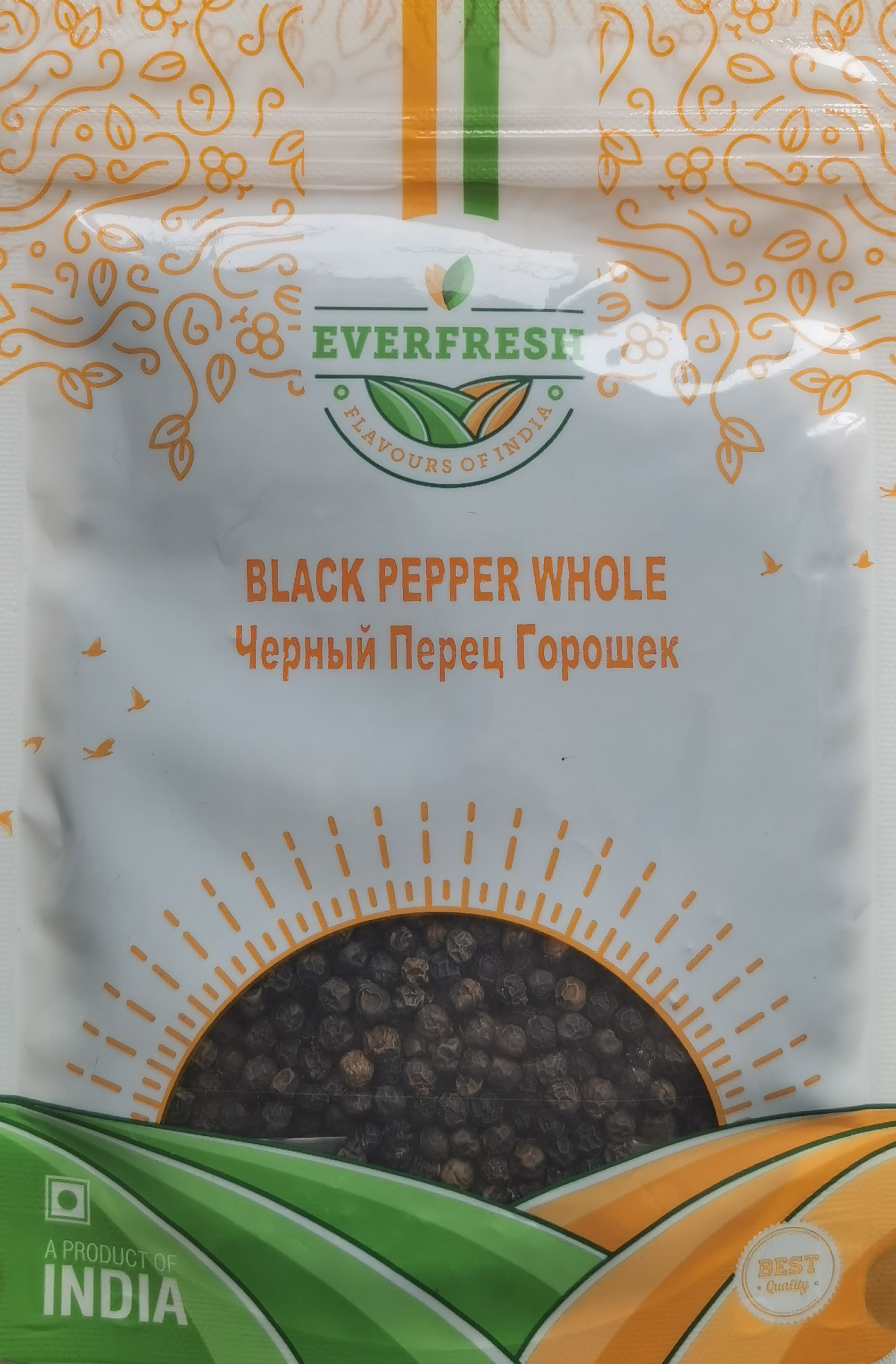 BLACK PEPPER WHOLE, Everfresh (ЧЁРНЫЙ ПЕРЕЦ ГОРОШЕК, Эверфреш), 50 г.