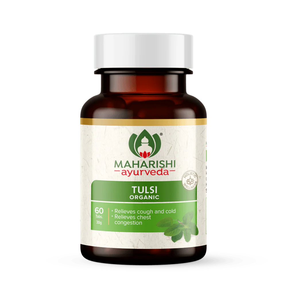 TULSI Organic tablets, Maharishi Ayurveda (ТУЛСИ (туласи), для здоровья дыхательных путей, Махариши Аюрведа), 60 таб.