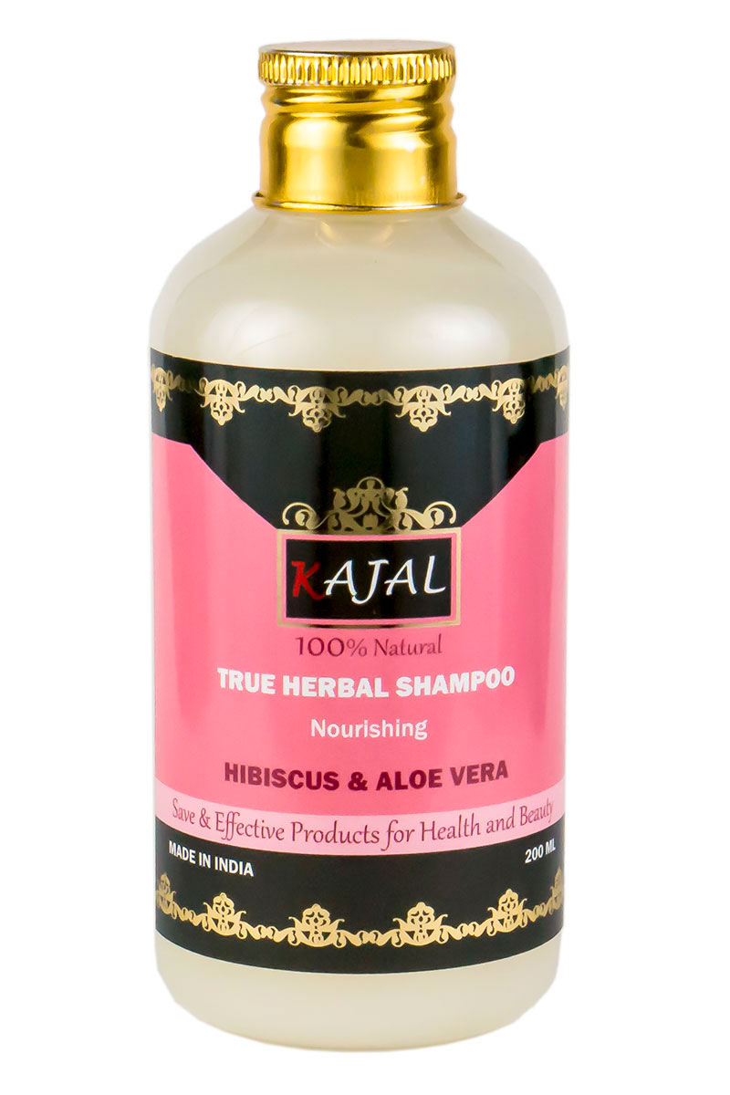 True Herbal Shampoo HIBISCUS & ALOE VERA, Kajal (ГИБИСКУС И АЛОЭ (алое) ВЕРА натуральный питательный шампунь, Каджал), 200 мл. - СРОК ГОДНОСТИ ПО ДЕКАБРЬ 2023 ГОДА