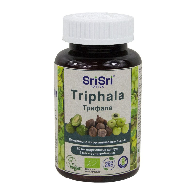 TRIPHALA caps, Sri Sri Tattva (ТРИФАЛА капсулы, Шри Шри Таттва), русская упаковка, 60 капс.