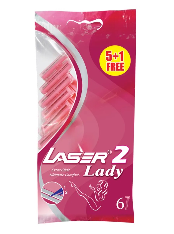 LASER 2 Lady (ЛАЗЕР 2 ЛЕДИ Разовая бритва с двумя лезвиями), уп. 6 шт.