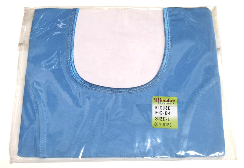 ЧОЛИ трикотажная блуза под сари цвет ГОЛУБОЙ, модель HC-04, размер L, Himalay Creation, 1 шт.