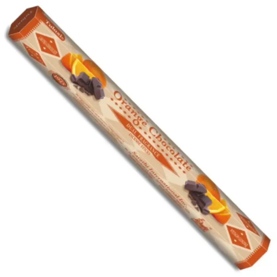 Tulasi ORANGE CHOCOLATE Dual Fragrance Incense Sticks, Sarathi (Туласи благовония АПЕЛЬСИН ШОКОЛАД, Саратхи), уп. 20 палочек.