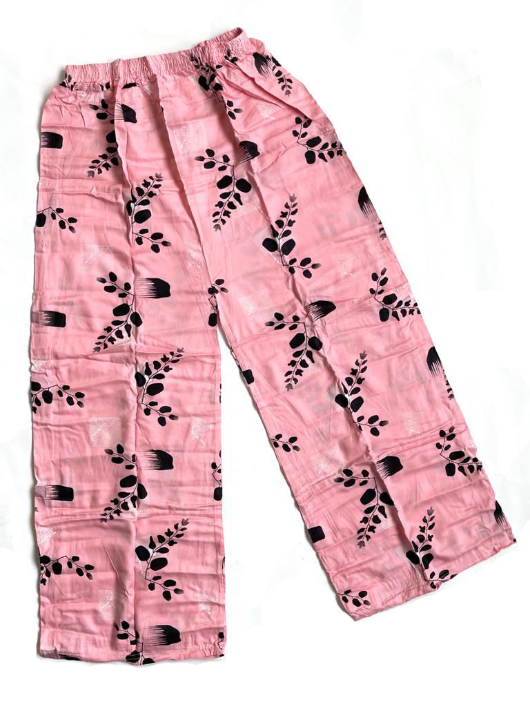 Брюки ПАЛАЦЦО женские индийские РОЗОВОГО ЦВЕТА с принтом, на резинке (размер free size, хлопок 100%), 1 шт.