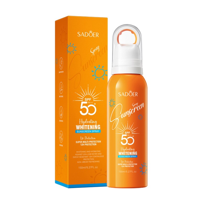 Hydrating WHITENING Sunscreen Spray SPF50+, Sadoer (Увлажняющий, осветляющий солнцезащитный спрей), 150 мл.