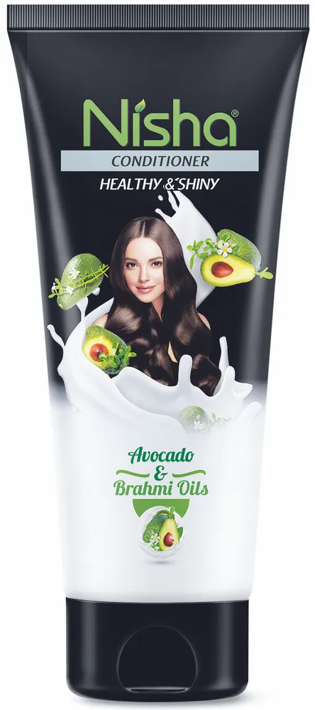 Healthy & Shiny CONDITIONER AVOCADO & BRAHMI OILS, Nisha (КОНДИЦИОНЕР для здоровья и сияния волос С МАСЛАМИ АВОКАДО И БРАХМИ, Ниша), тюбик, 180 мл.