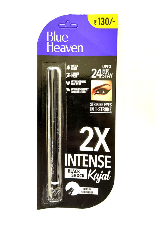 Soft Kajal 2X INTENSE, Black Shock KAJAL, Blue Heaven (Мягкий КАДЖАЛ в карандаше, подводка для глаз, с точилкой, ЭКСТРА ЧЕРНЫЙ, Блю Хэвен), 0,35 г.