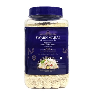 PREMIUM STEAM BASMATI RICE, Swarn Mahal (ПРЕМИУМ ПРОПАРЕННЫЙ Басмати рис, Сварн Махал), банка, 1 кг.