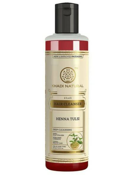 Hair Cleanser HENNA TULSI, Khadi Natural (Шампунь ХНА ТУЛСИ, Экстра кондиционирование для сухих волос, Кхади Нэчрл), 210 мл.
