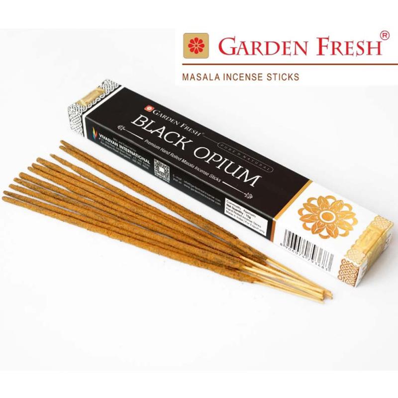 BLACK OPIUM Premium Hand Rolled Masala Incense Sticks, Garden Fresh (ЧЁРНЫЙ ОПИУМ премиальные масала благовония ручного изготовления, Гарден Фреш), уп. 15 г.
