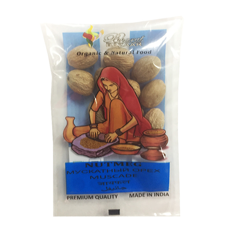 NUTMEG WHOLE (Jaiphal) Bharat Bazaar (Мускатный орех, целый, Бхарат Базар), 50 г.
