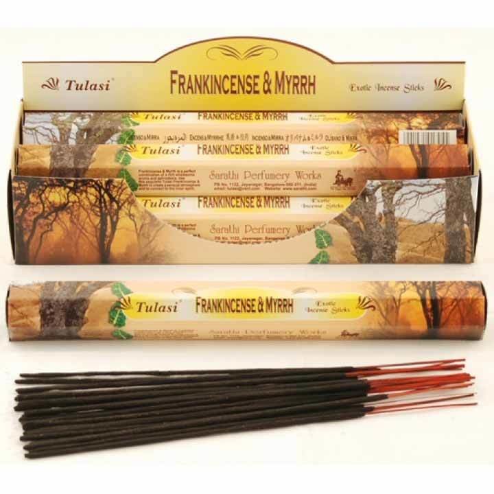 Tulasi FRANKINCENSE & MYRRH Exotic Incense Sticks, Sarathi (Туласи благовония ЛАДАН И МИРРА, Саратхи), уп. 20 палочек.