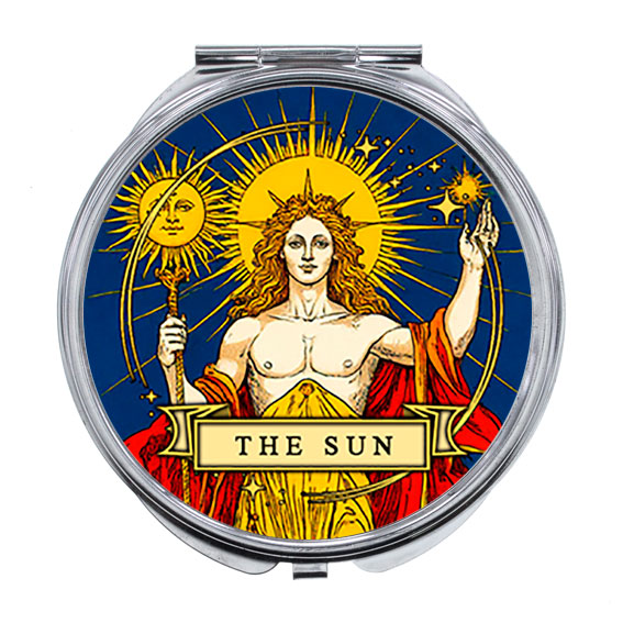 Складное зеркало круглое Tarot - The Sun СОЛНЦЕ (размер 7,5*7,2 см.), 1 шт.
