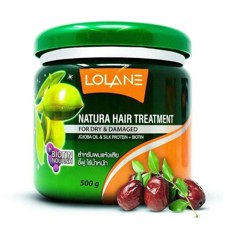 Natural Hair Treatment FOR DRY & DAMAGED, Lolane (Натуральная маска ДЛЯ СУХИХ И ПОВРЕЖДЕННЫХ ВОЛОС, С Маслом Жожоба, Протеином шелка и Биотином, Лолейн), 500 г.