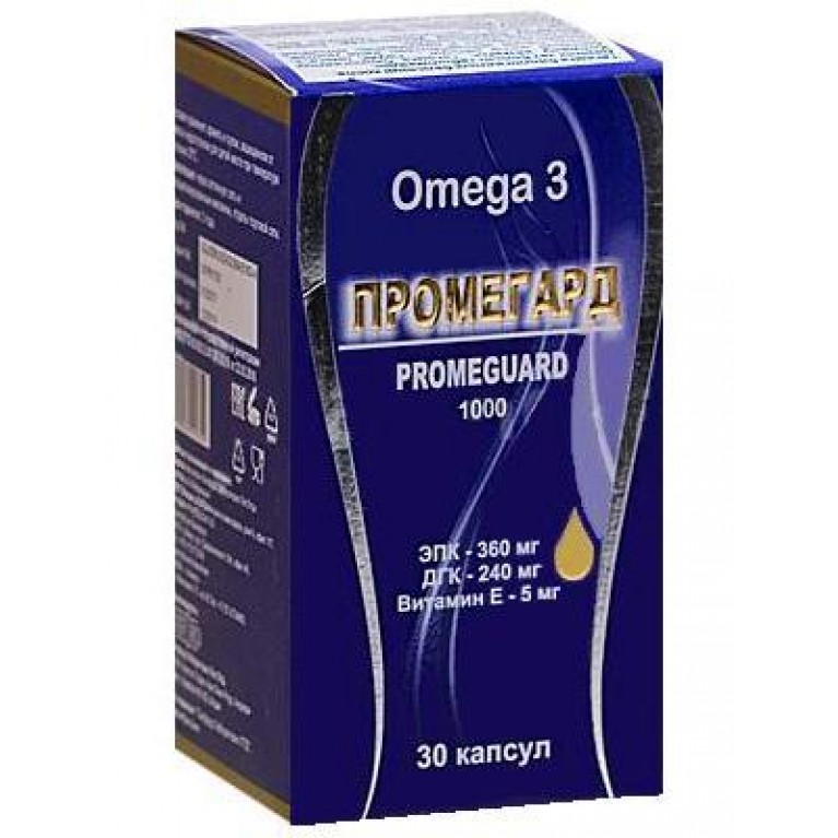 ПРОМЕГАРД 1000, Омега-3 + Витамин Е, Оксфорд (Promeguard, Oxford), 30 капс.