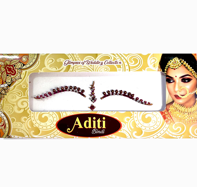 Бинди ADITI BINDI Wedding Collection, со стразами на лоб, КРАСНАЯ СО СТРАЗАМИ (разный дизайн), 1 шт.
