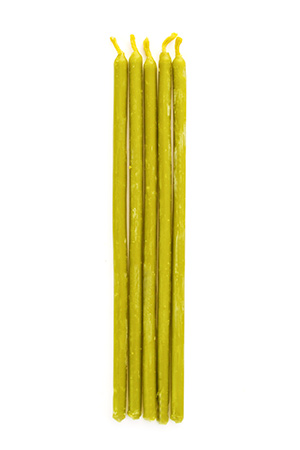 Набор восковых свечей ОЛИВКОВАЯ ЧАСОВАЯ (длина 15 см.), комплект 5 шт.