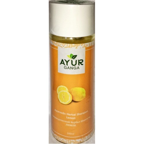 Ayurvedic Herbal Shampoo LEMON, Ayur Ganga (Аюрведический хербал шампунь ЛИМОН), 200 мл.