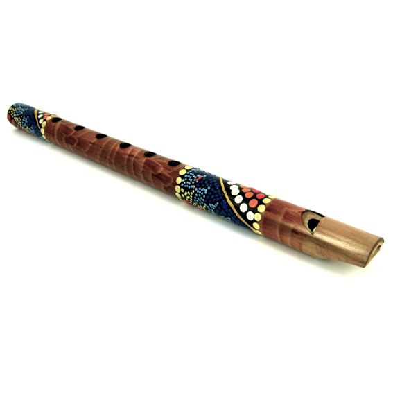 Флейта Бамбуковая ЗВУКИ ПТИЦ, Роспись в точку (разные цвета, ручная работа, длина 30 см.), с острова Бали, 1 шт.