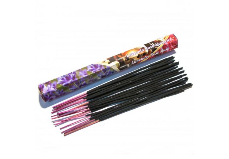 Darshan LAVENDER ROSE MUSK Incense Sticks (Благовония Даршан ЛАВАНДА РОЗА МУСК), шестигранник 20 палочек.