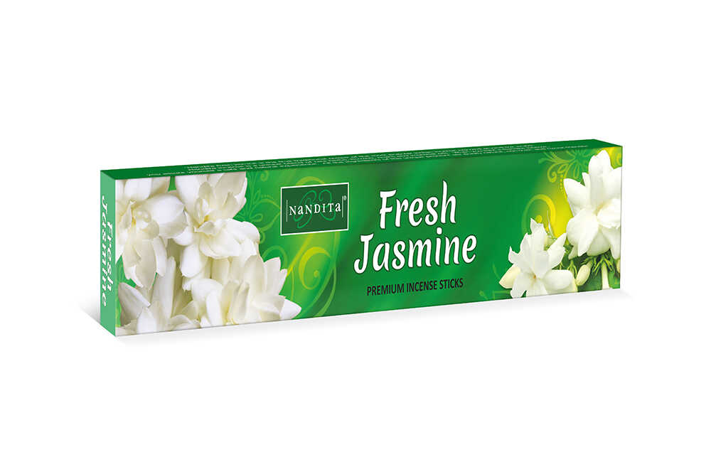 FRESH JASMINE Premium Incense Sticks, Nandita (СВЕЖИЙ ЖАСМИН премиум благовония палочки, Нандита), 15 г.