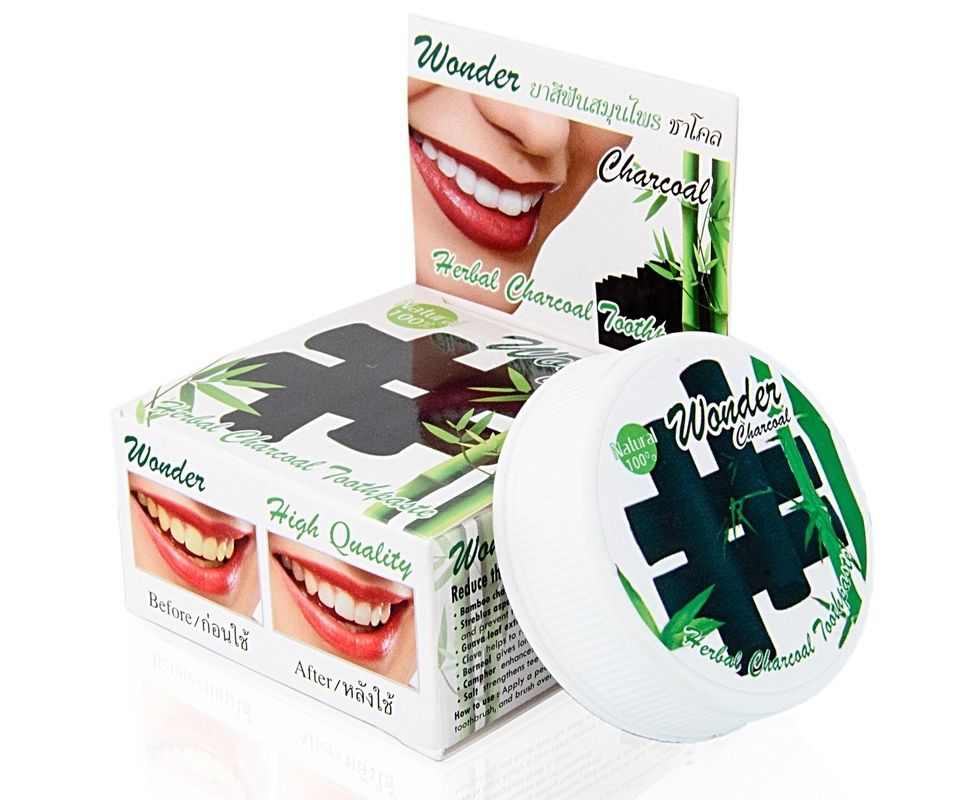 WONDER CHARCOAL Herbal Toothpaste (Зубная паста Растительная ДРЕВЕСНЫЙ УГОЛЬ, Уменьшить симптомы язвы во рту, гингивит и цинги, Вондер), 25 г.