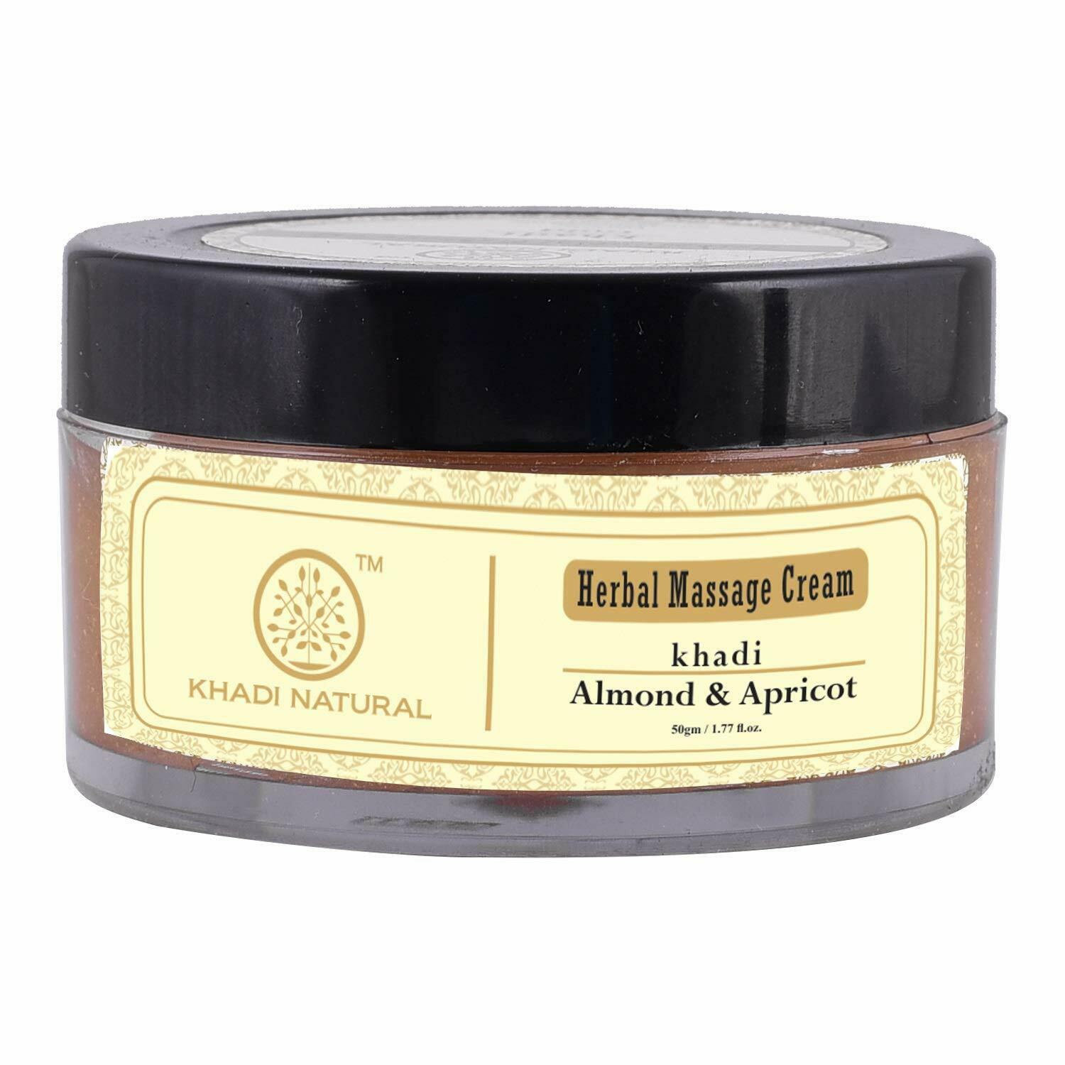 Herbal Massage Cream Khadi ALMOND & APRICOT, Khadi Natural (Травяной массажный крем МИНДАЛЬ И АБРИКОС, Кхади Нэчрл), 50 г.