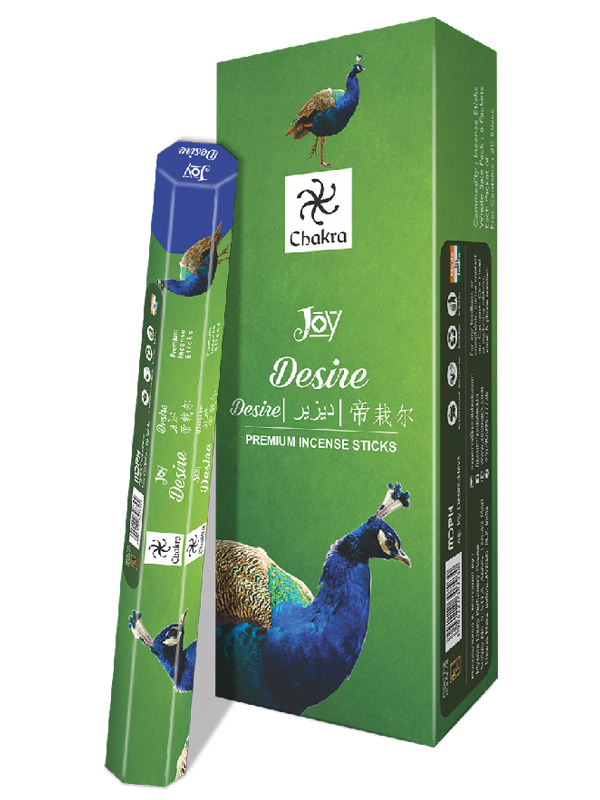 Chakra Joy DESIRE Premium Incense Sticks, Zed Black (Чакра Джой ЖЕЛАНИЕ премиум благовония палочки, Зед Блэк), уп. 20 палочек.