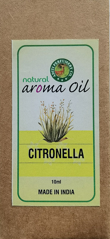 CITRONELLA Natural Aroma Oil, Aditi Perfumery (ЦИТРОНЕЛЛА натуральное ароматическое масло), 10 мл.