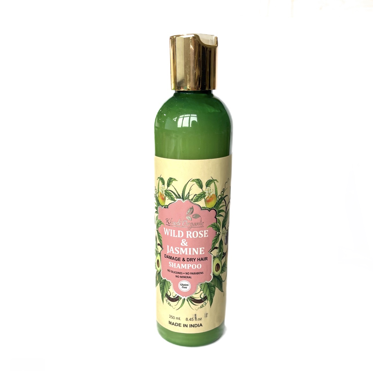 WILD ROSE & JASMINE Damage & Dry Hair Shampoo, Khadi Organic (ДИКАЯ РОЗА И ЖАСМИН Шампунь для Сухих и Поврежденных волос, Кхади Органик), 250 мл.