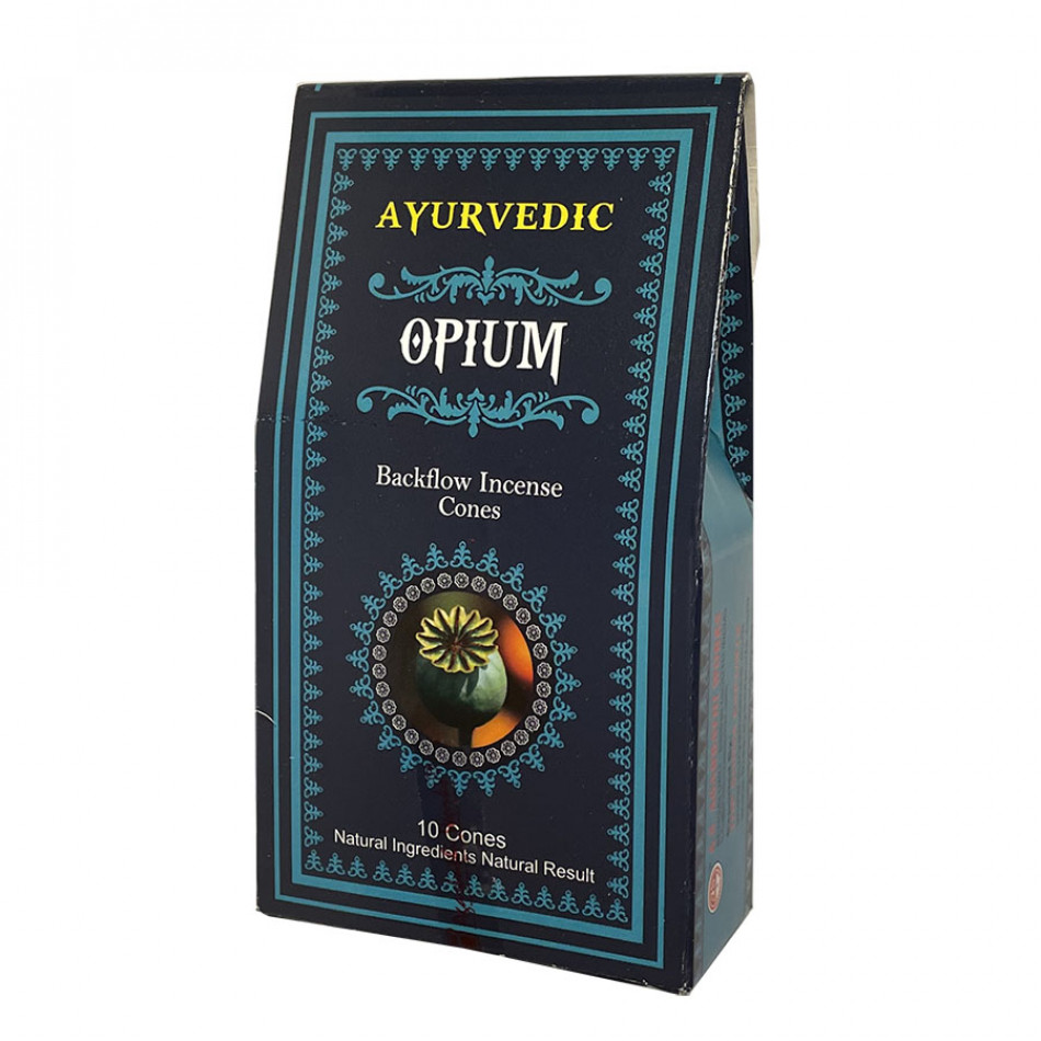 Backflow Incense Cones OPIUM, Ayurvedic (Благовония стелющийся дым ОПИУМ, Аюрведик), уп. 10 конусов