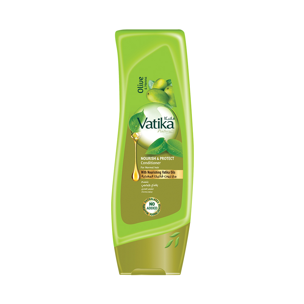 Vatika OLIVE AND HENNA, Nourish And Protect Conditioner, Dabur (Ватика ОЛИВКА И ХНА, Кондиционер ПИТАНИЕ И ЗАЩИТА, для нормальных волос, Дабур), 400 мл.