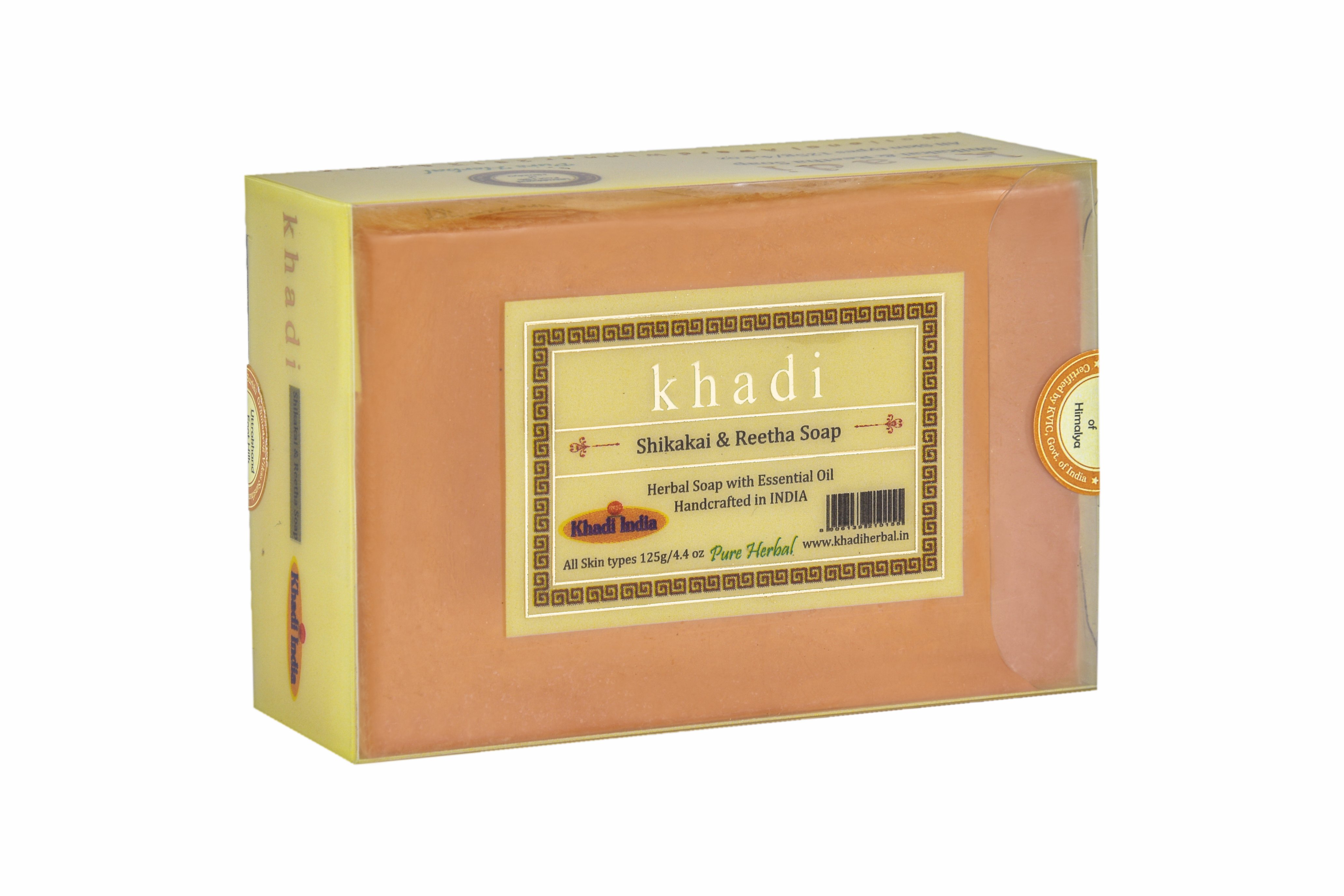 Khadi SHIKAKAI & REETHA SOAP, Khadi India (ШИКАКАЙ И РИТХА МЫЛО ручной работы с эфирными маслами, Кхади Индия), 125 г.